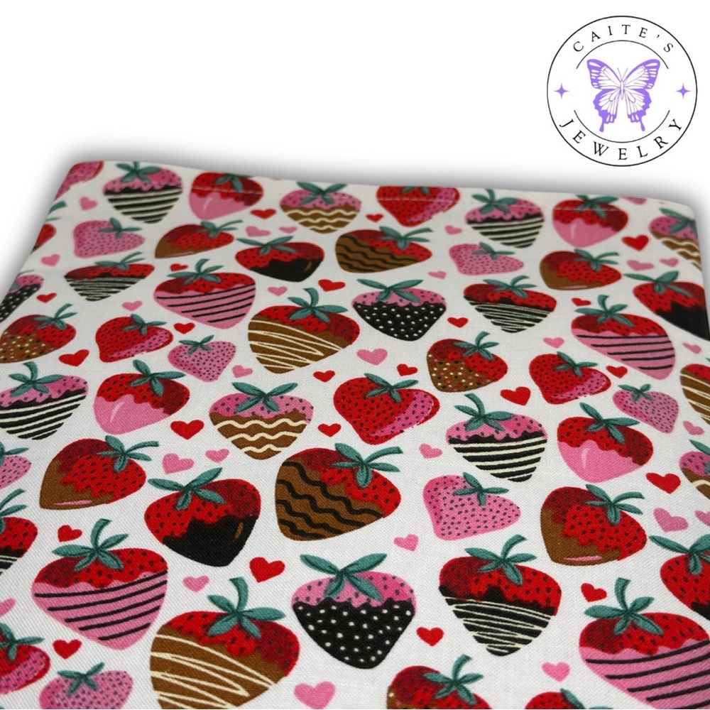 Handmade Book/Kindle Sleeve with a Chocolate Covered Strawberries Fabric